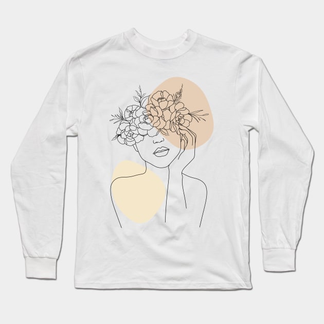 Modern minimalist female boho art Long Sleeve T-Shirt by themadesigns